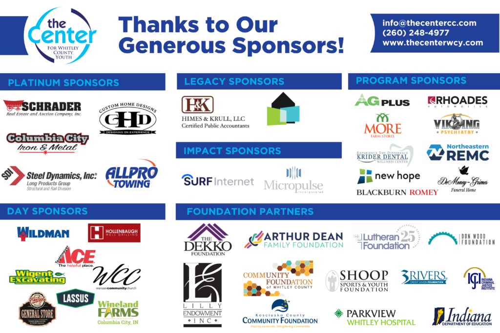 Banner thanking The Center’s 2026 sponsors and foundation partners